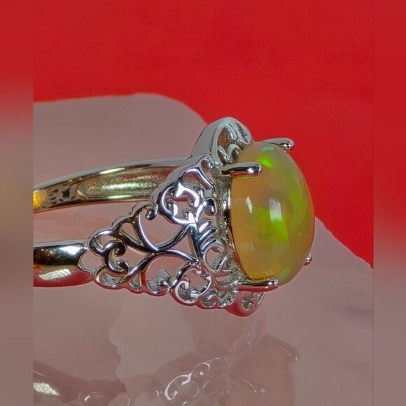 925 Sterling Silver Ring with Natural Chocolate Opal 0.8x1cm - Picture 9 of 13